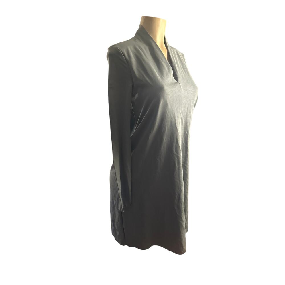 Women XS COS V-Neck Long Sleeved Green Dress Lyocell Crepe Jersey Stretch